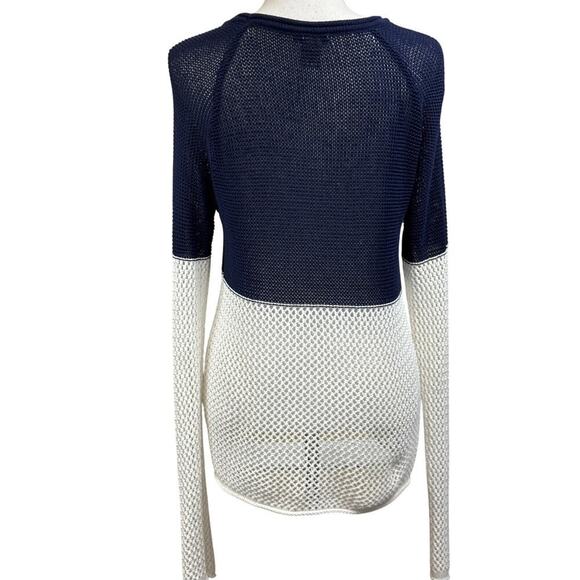 Vertical Design blue/white sweater, large, vacation, tropical, coastal, travel - Picture 3 of 5